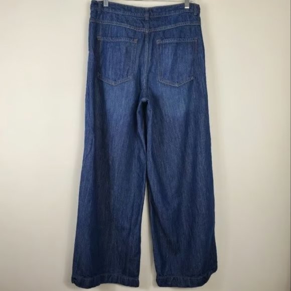 Banana Republic Wide Leg Jeans Womens Size 30 High Rise Dark Wash Baggy Trendy - Picture 2 of 3